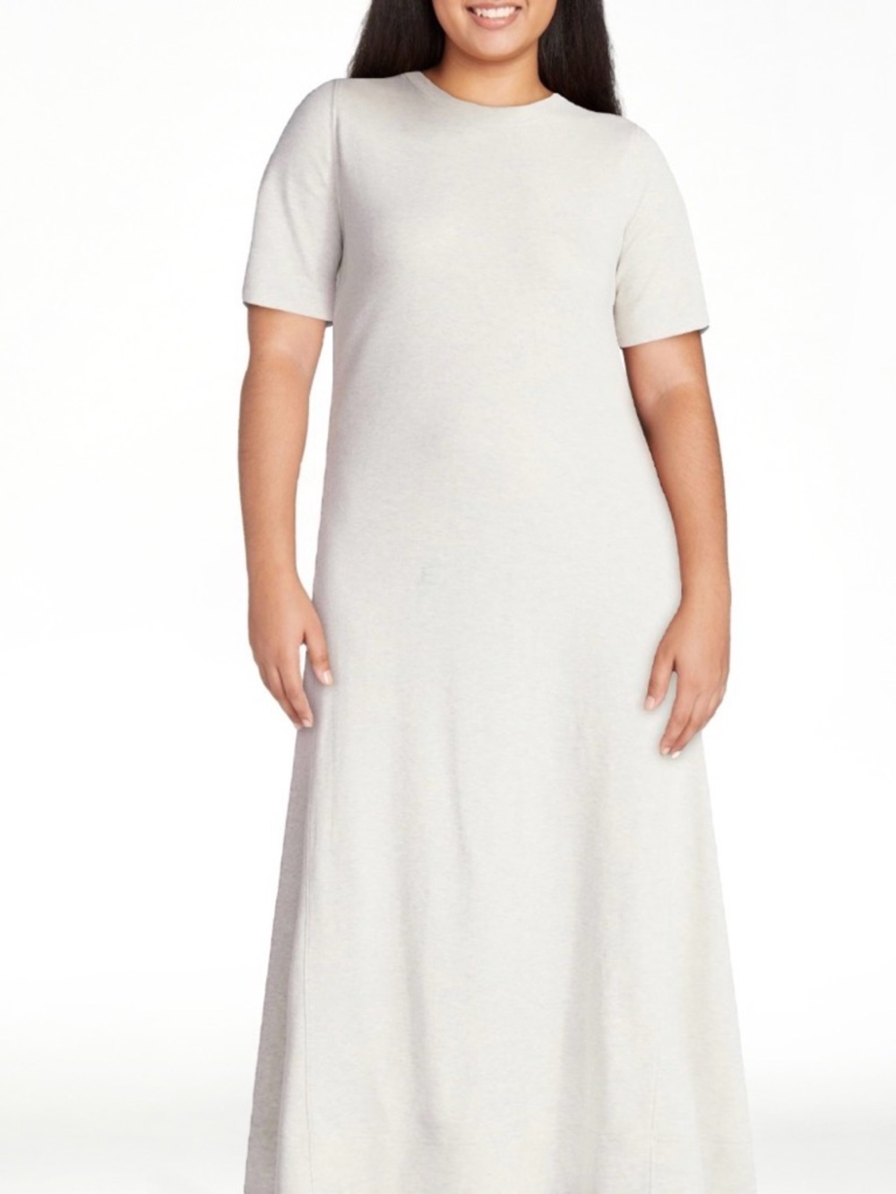 Time and Tru Cream Short Sleeve Midi Dress